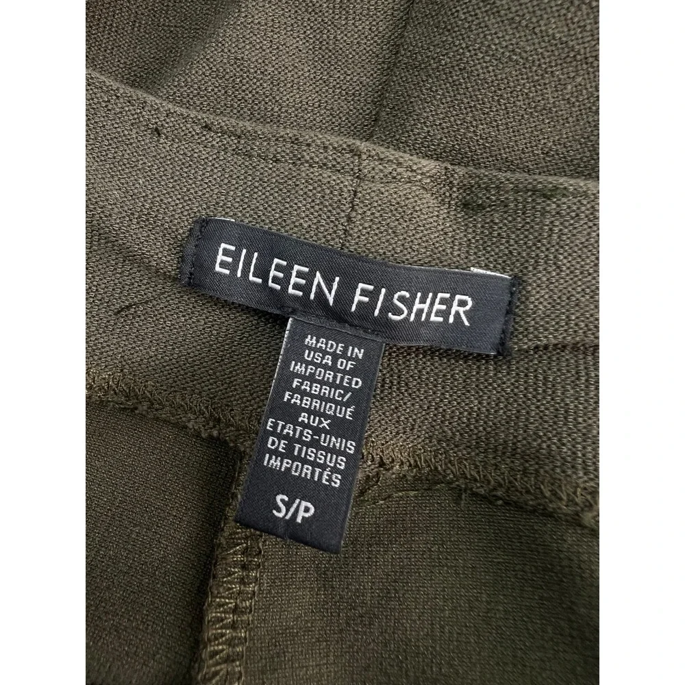 Eileen Fisher Small Green Pull On Pants Sustainable Stretch Jersey Minimalist